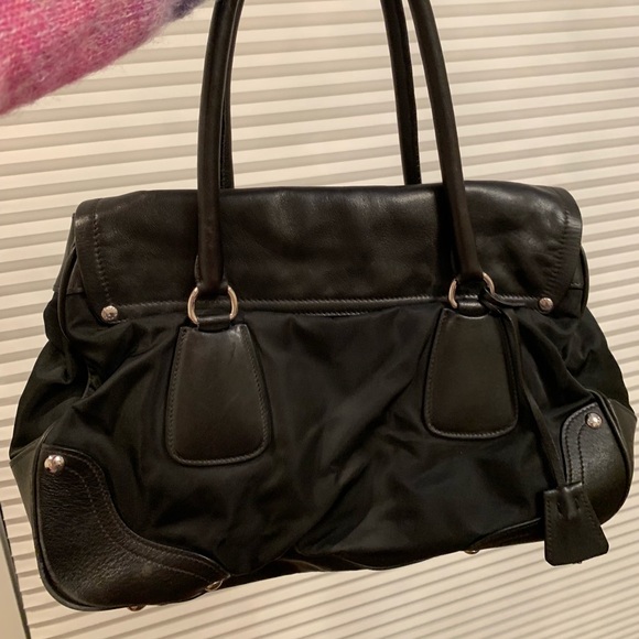 Black Prada nylon/leather top handle bag - Picture 3 of 4